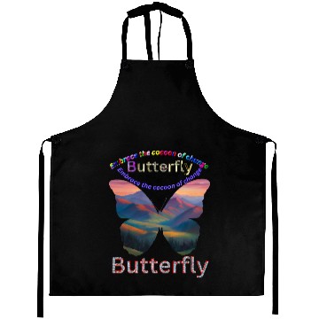 Discover "Vibrant Butterfly 'Embrace Change' Aprons