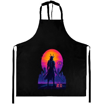 Discover Neon Samurai - Cyberpunk Warrior Art Aprons