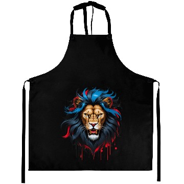 Discover Fierce Fantasy Lion – Stylized Majesty in Motion Aprons