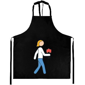 Discover Person walking with flowers in hand Aprons
