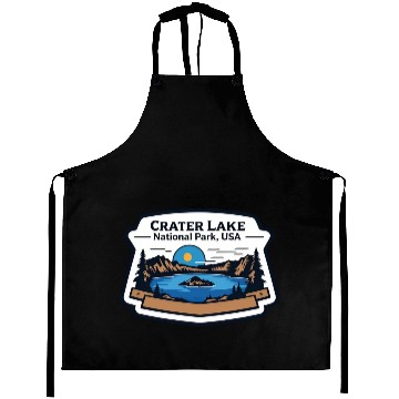 Discover Crater Lake National Park Southern Oregon USA Logo Aprons