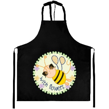 Discover Happy Bee with Flowers - Spring Vibes Aprons