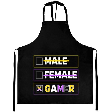 Discover Gender Pronouns Male Female Gamer Aprons