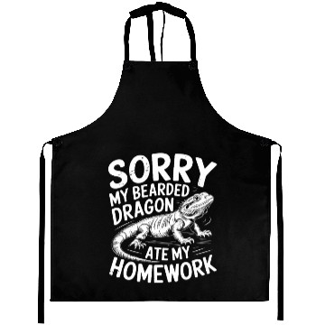 Discover Funny Pogona Reptile Ate My Homework Bearded Aprons