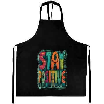 Discover Stay Positive – Retro Color Block Text Aprons