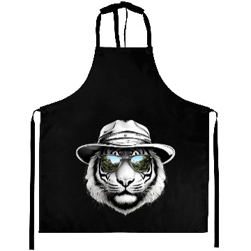 Discover Tiger Face with Bucket Hat Aprons