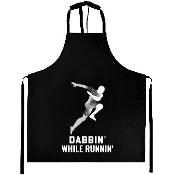 Discover Dabbin' While Runnin' Funny Gym Bro Aprons