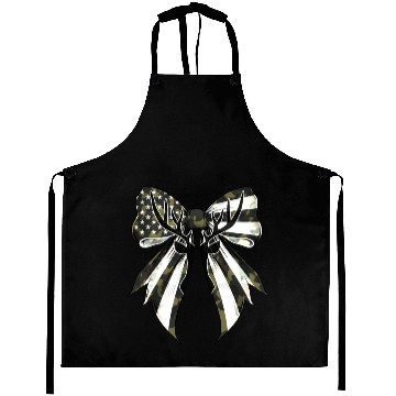 Discover Coquette Bow Deer Hunting Camouflage US Flag Pride Aprons