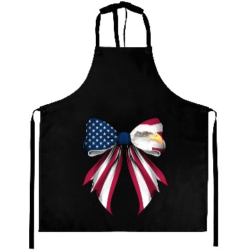 Discover Coquette Bow Bald Eagle Bird US Flag Patriotic Aprons