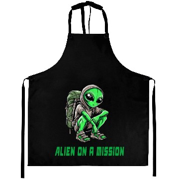 Discover Alien On Mission Aprons