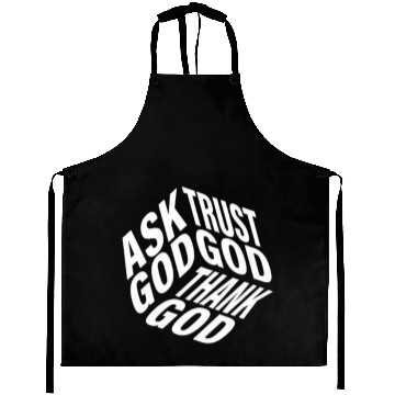 Discover Ask Trust Thank God | 3D Faith-Inspired Typograph Aprons