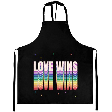 Discover Love Wins Retro Rainbow Pride Typography Aprons