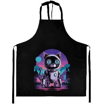 Discover Funny Robotics Engineer Design with Robot Cat for Aprons
