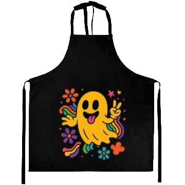 Discover Vibrant Ghost with Rainbow Accents Aprons