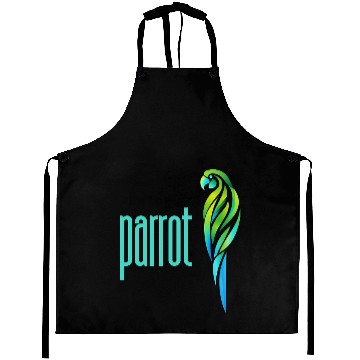 Discover a parrot in a gradient of green and blue colors Aprons