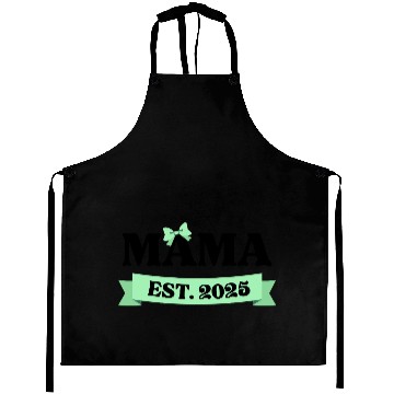 Discover Mama Est. 2025 - Light Green Bow Maternity Design Aprons