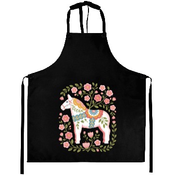 Discover Swedish Spring Dala Horse Floral Art Aprons