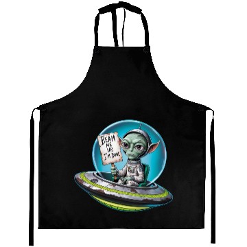 Discover UFO Mars beam me up Allien Aprons