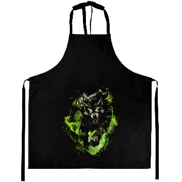 Discover Magic Werewolf With Mystical Green Aura Aprons