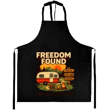 Discover Freedom Found Vintage Camper Adventure Aprons