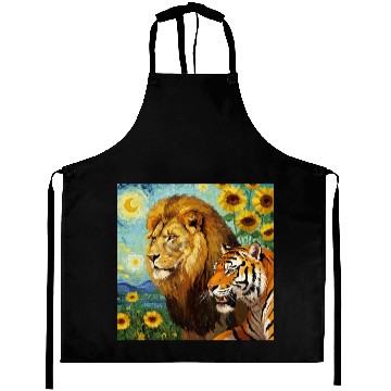 Discover Lion And Tiger Van Gogh Style Aprons