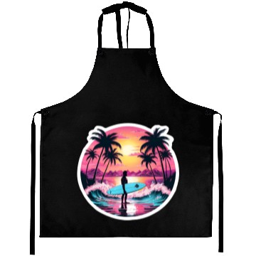 Discover 80s Synthwave Surfer | Retro Sunset Aprons.