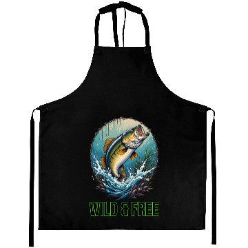 Discover Leaping Largemouth Bass - Wild & Free Art Aprons