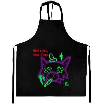 Discover Nine Lives Zero F*cks Punk Cat Aprons