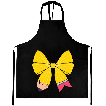 Discover Retro Pencil Coquette Bow Teacher Aprons