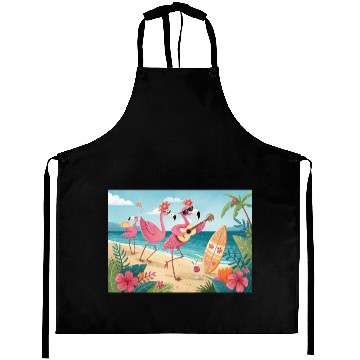 Discover Happy flamingo friends Aprons