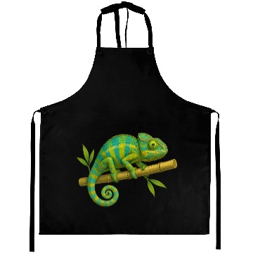 Discover Colorful Chameleon on Bamboo Branch Aprons