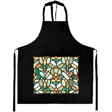 Discover Abstract Floral Stained Glass Pattern - Art Deco Aprons