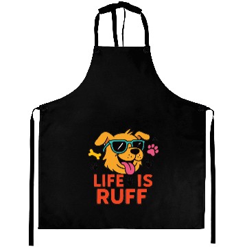 Discover Life Is Ruff – Funny Dog Cartoon Aprons