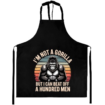 Discover Funny Gorilla Strength Vintage Sunset Aprons
