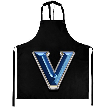 Discover V - Letter in metallic blue Aprons