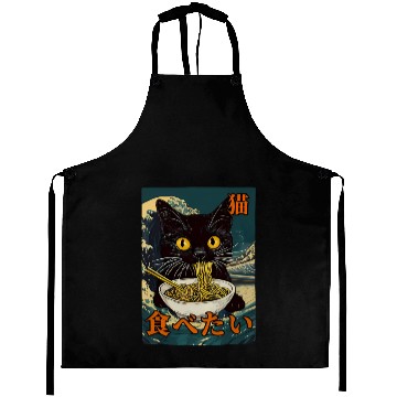 Discover Cat Ramen Japanese Graphic Art Kawaii Kitty Anime Aprons