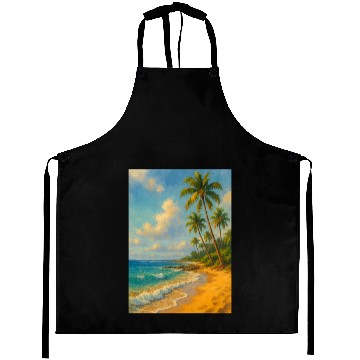 Discover Tropical Serenity – Peaceful Beach Landscape Art Aprons