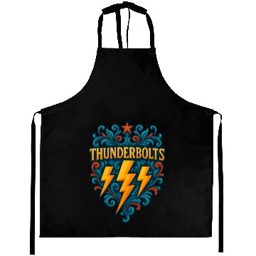 Discover Thunderbolts Emblem – Bold Lightning Crest Graphic Aprons