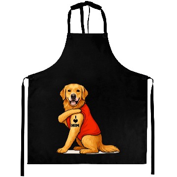 Discover Funny golden retriever Dog I Love Mom Tattoo Lover Aprons