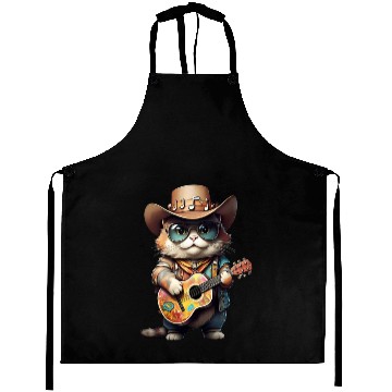 Discover Festival Cat with Patterned Guitar Aprons