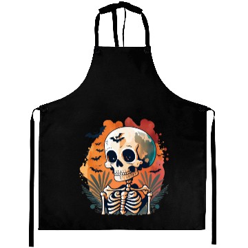 Discover Sunset Skeleton with Retro Vibe Aprons