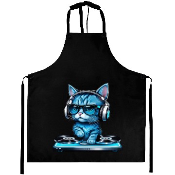 Discover DJ Kitty in Blue Mixing Beats Aprons