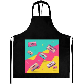 Discover Retro Cassette Tape Pattern Aprons