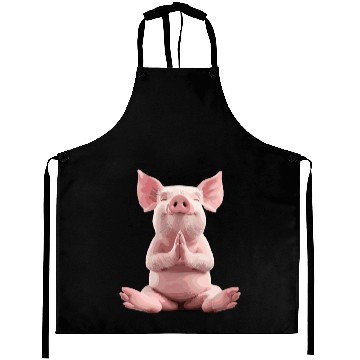 Discover Peaceful Meditating Pig Artwork for Relaxation Aprons