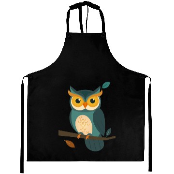 Discover Wise Owl on a Branch - Charming Animal Design Aprons