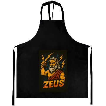 Discover Epic Zeus Thunderbolt Illustration Aprons