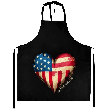 Discover My Heart Beats True American Flag Aprons