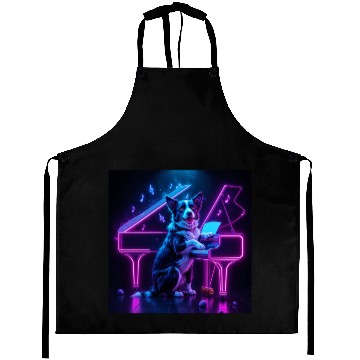 Discover Dog Playing Piano Music Lover Funny Aprons