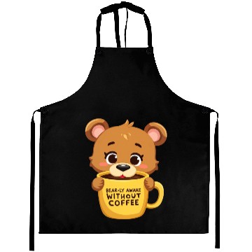 Discover Bear-ly Awake! - Cute Bear Cub & Morning Coffee Aprons