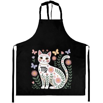 Discover Virgo Zodiac Cat with Daisies Aprons